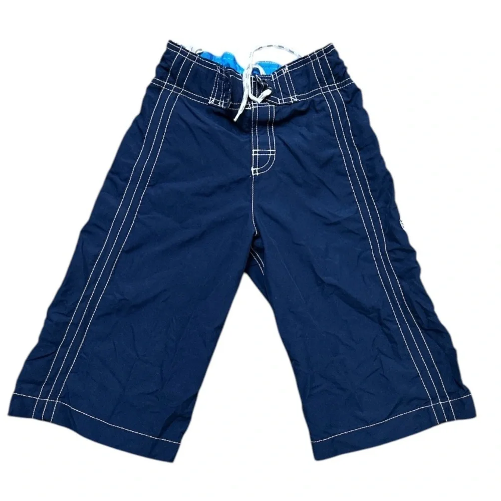 Lands End Kids Boys Swim Shorts Adjustable Elastic Waistband & Lace Tie Lined
